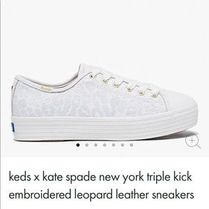 Keds X Kate Spade ♠️ New York Triple Kick Embroidered Leopard Leather Sneakers